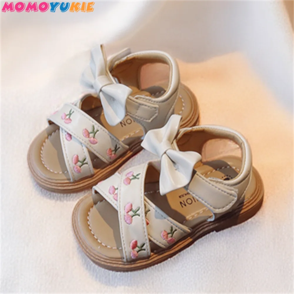 

Baby Summer New Children Toddlers Bow Sandals Embroidery Fruit Fashion Girls Leather Sandals Princess Sweet Kids Beach Sandals