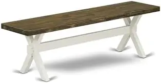 XB076 X-Style Mid Century Modern Dining Bench with Solid Wood Seat, 60x15x18 Inch, Multi-Color