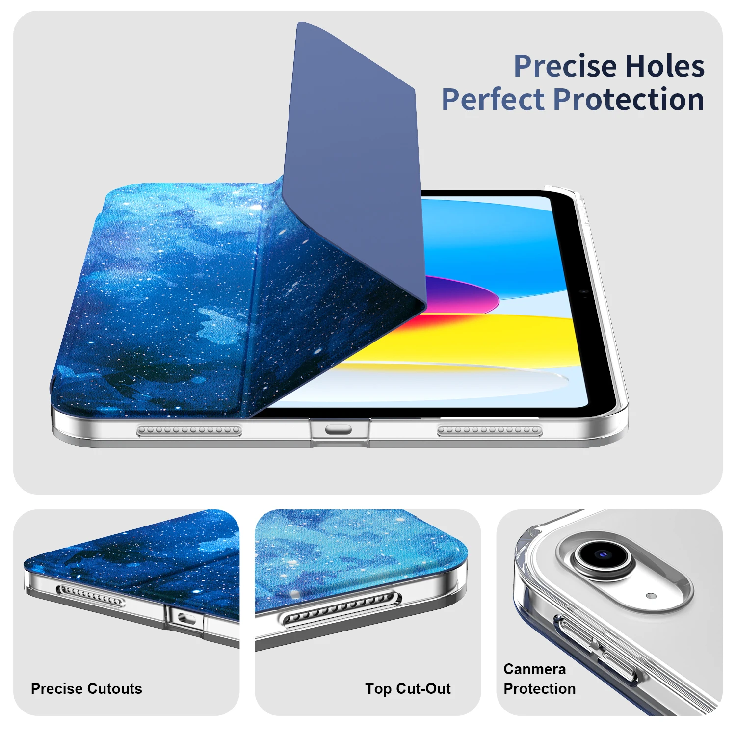 For iPad(A16) 11th Generation 2025, iPad 10th Gen Case 10.9inch 2022,Back Shell Smart Cover, Support Touch ID, Auto Wake/Sleep