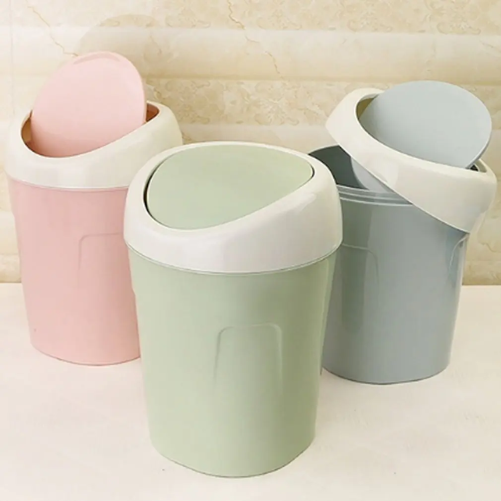 Mini Desktop Bin com tampa, lata de lixo, pequena lixeira, tubo, quarto, limpo, espaço de trabalho, caixa de armazenamento, Home Desk