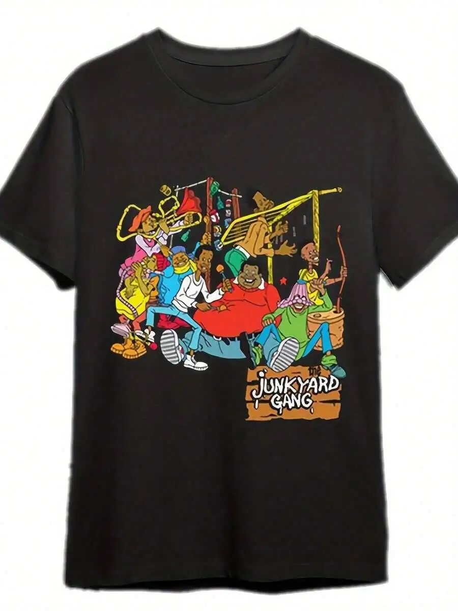 Graphic T-Shirt Of Fat Albert Scrap Gang-Cotton Crew Neck Short-Sleeved Shirt, Fully Printed, Knitted Fabric, Suitable 100%