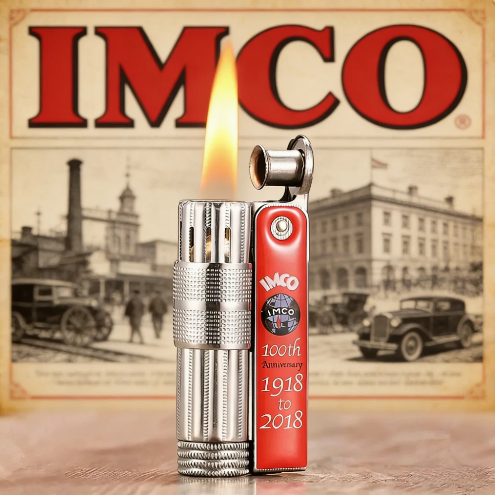 

Original IMCO Oil Lighter Stainless Steel Windproof Cigarette Petrol Oil Lighters Inflated Gadgets Man Come with Wooden Box