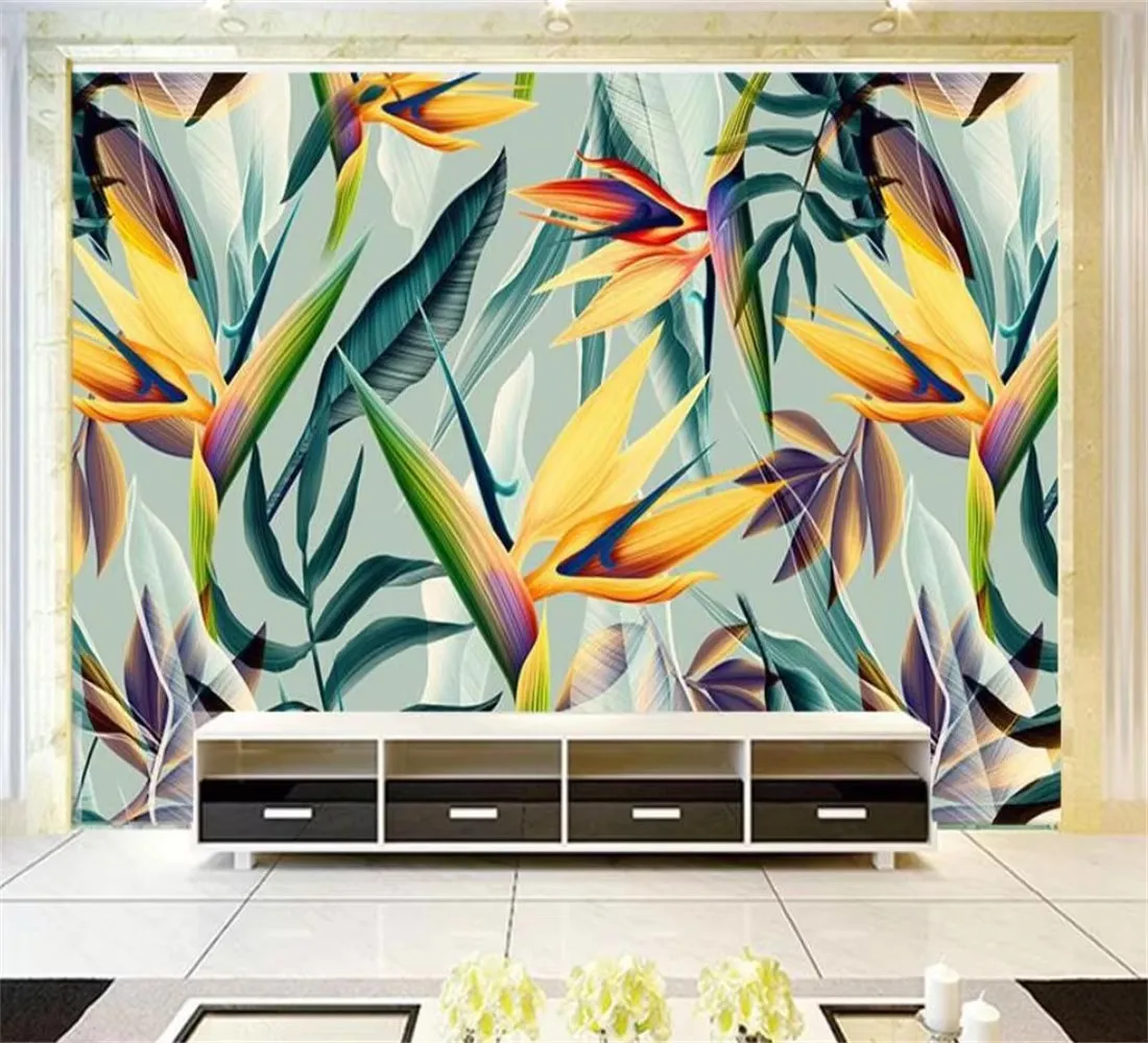 Custom photo Mural Wallpaper Nordic Tropical Plant Leaf Landscape TV Bedroom Theme Hotel Restaurant 3d Leaf Wallpaper
