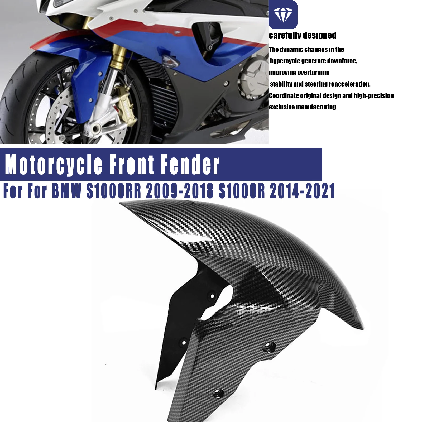 

Motorcycle Accessories Front Fender Splash Fender Fairing For BMW S1000RR 2009-2018 S1000R 2014-2021 ABS Carbon Paint