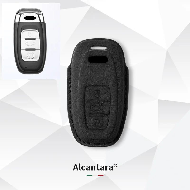 Alcantara Car Key Case Cover Fob For Audi A4 B9 A1 A3 A5 A6 8S 8W Q3 Q5 Q7 4M S4 S5 S7 TT TTS TFSI RS Keychain Suede Accessories