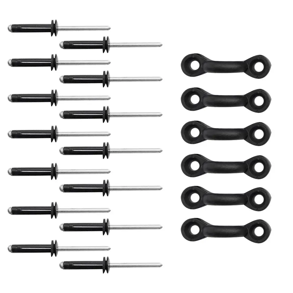 

Black Nylon Kayak Pad Eyes Tri Fold Rivets Kayak Accessory Kit for Canoe Boat Dinghy Kayaking Accessories