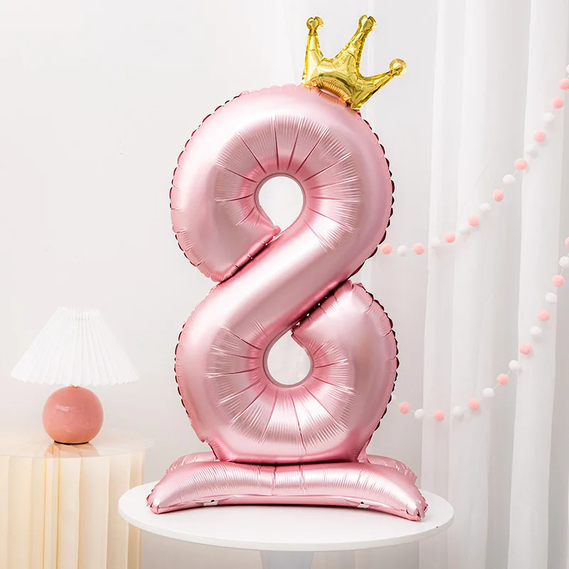 42inch Aluminum Foil Digital Pink Balloon Number Balloon For Birthday Party Decoration Supplies Girls Birthday Favor Crown Decor