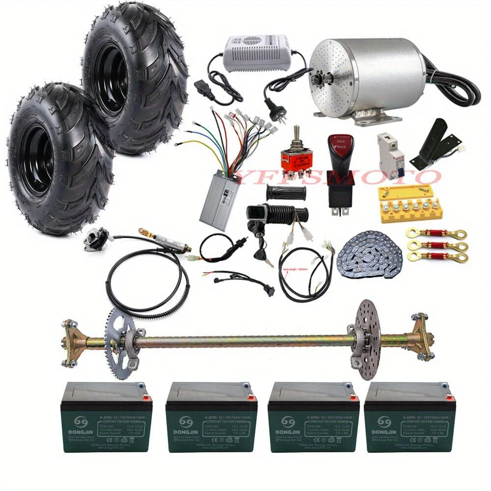 740mm Rear Axle Kit 1800w Motor 6'' Wheel Controller LCD Throttle w/ ignition switch Ped T8F Chain Sprocket for Go Kart
