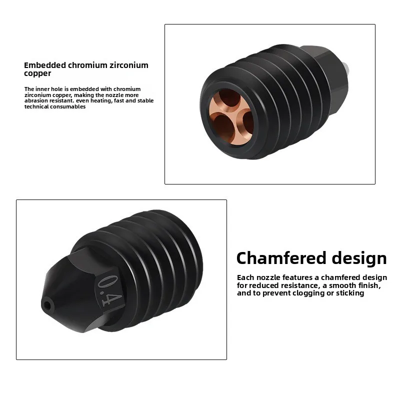3D printer parts FOR Tuozhu X1P1 hardened steel nozzle CHT three-hole clone nozzle high flow and high temperature resistance 3