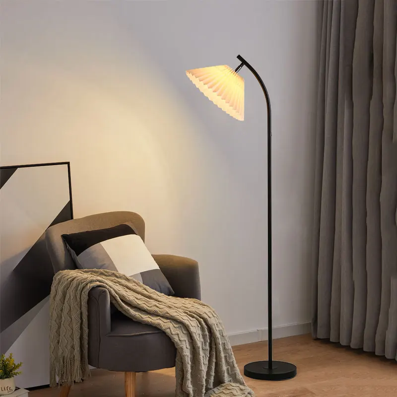 Pleated floor lamp, warm and simple, living room, sofa, side, Nordic study, bedroom, bedside lamp, ambient lamp, standing table