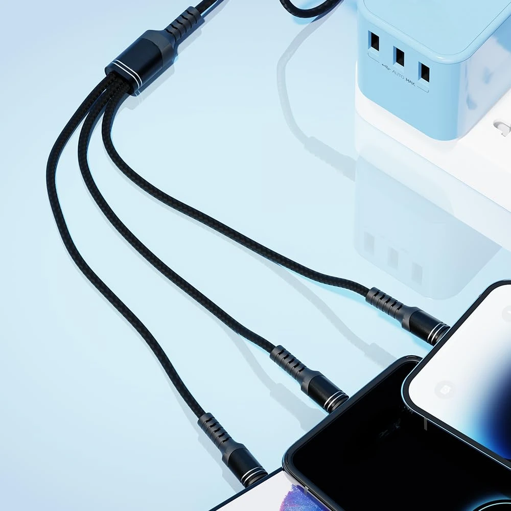 66W Cable USB C to Type C to Lighting PD Fast Charger Data 3 in 1 Quick Charging Cord For iPhone 14 13 12 Huawei  Samsung Xiaomi