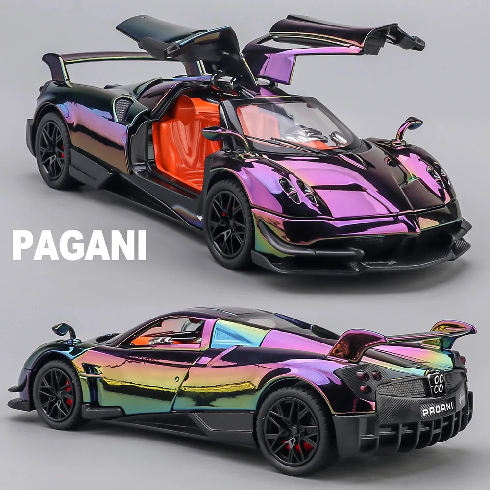 1:24 PAGANI Huayra Zonta HP Miniature Models Toys Alloy Diecast Car Doors Opened Sound Light Pull Back Vehices Fashion Ornaments
