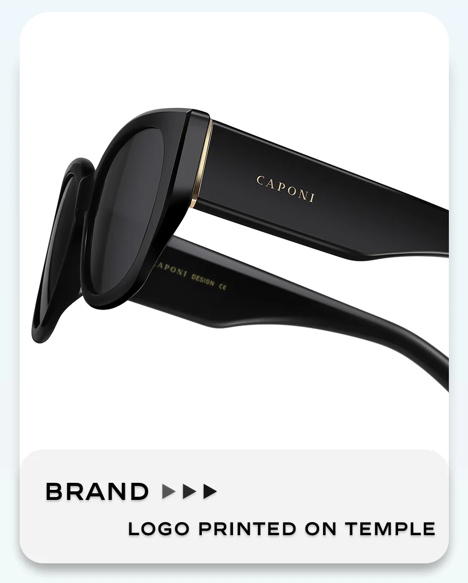 CAPONI Marke Frauen Schwarz Shades Polarisierte Neue Design Acetat Sonnenbrille Mode Trendy Stil Sonnenbrille UV400 Schutz CP24066 – Detail 5
