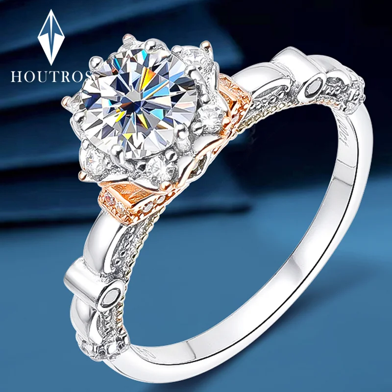 

Женское кольцо из серебра 925 пробы с муассанитом, 18 к