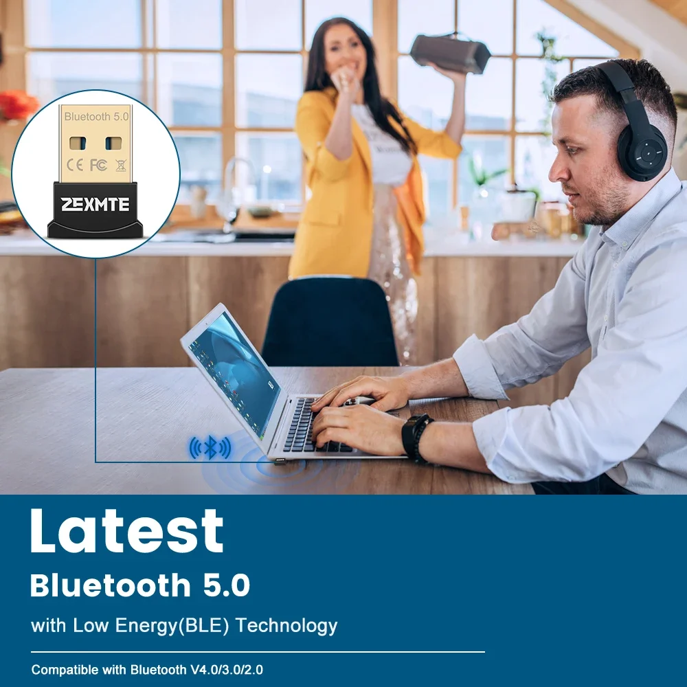 Zexmte USB Bluetoothアダプター 5.4 5.3 ドングル Bluetoothアダプター PC/ノートパソコン用 ワイヤレススピーカー オーディオレシーバー トランスミッター
