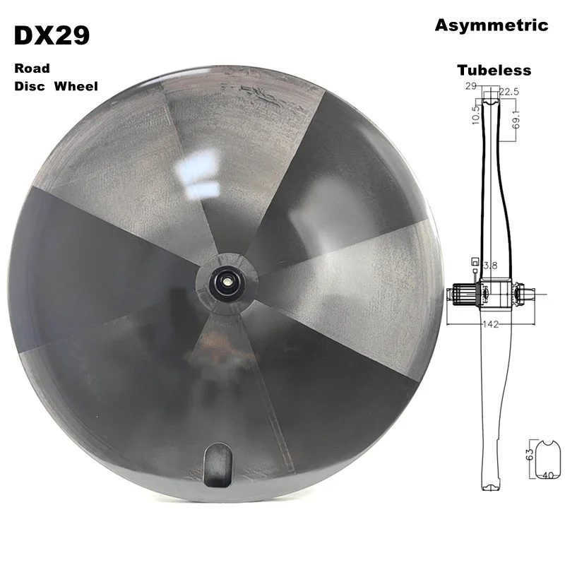 700C Carbon Road/Track/Fixed Gear Bicycle Rear Wheelset Rim/Disc Brake 25/28mm Width Racing Bike Closed Wheels Tubeless