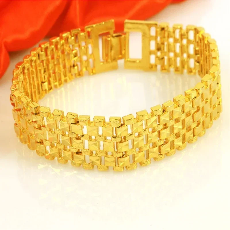 Gold 24k bracelet for men 9999 domineering dragon brand AU750 versatile watch chain to give friends jewelry and make money