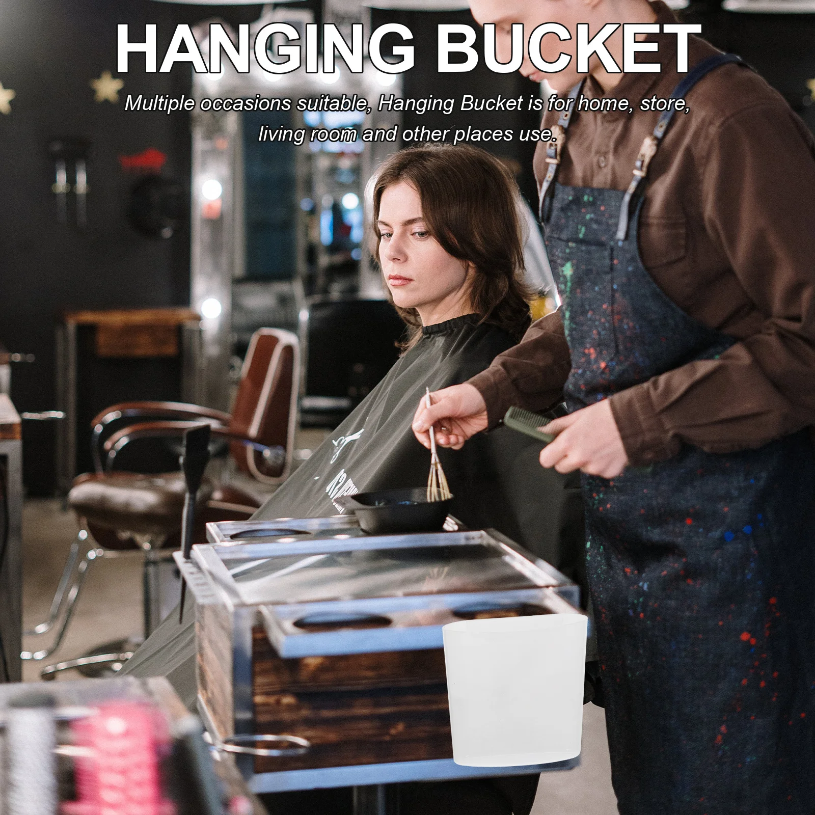 

4Pcs Salon Cart PP Material Hanging Bucket Organizer Space Saving Waste Container Home Store Living Room Small Hanging Basket