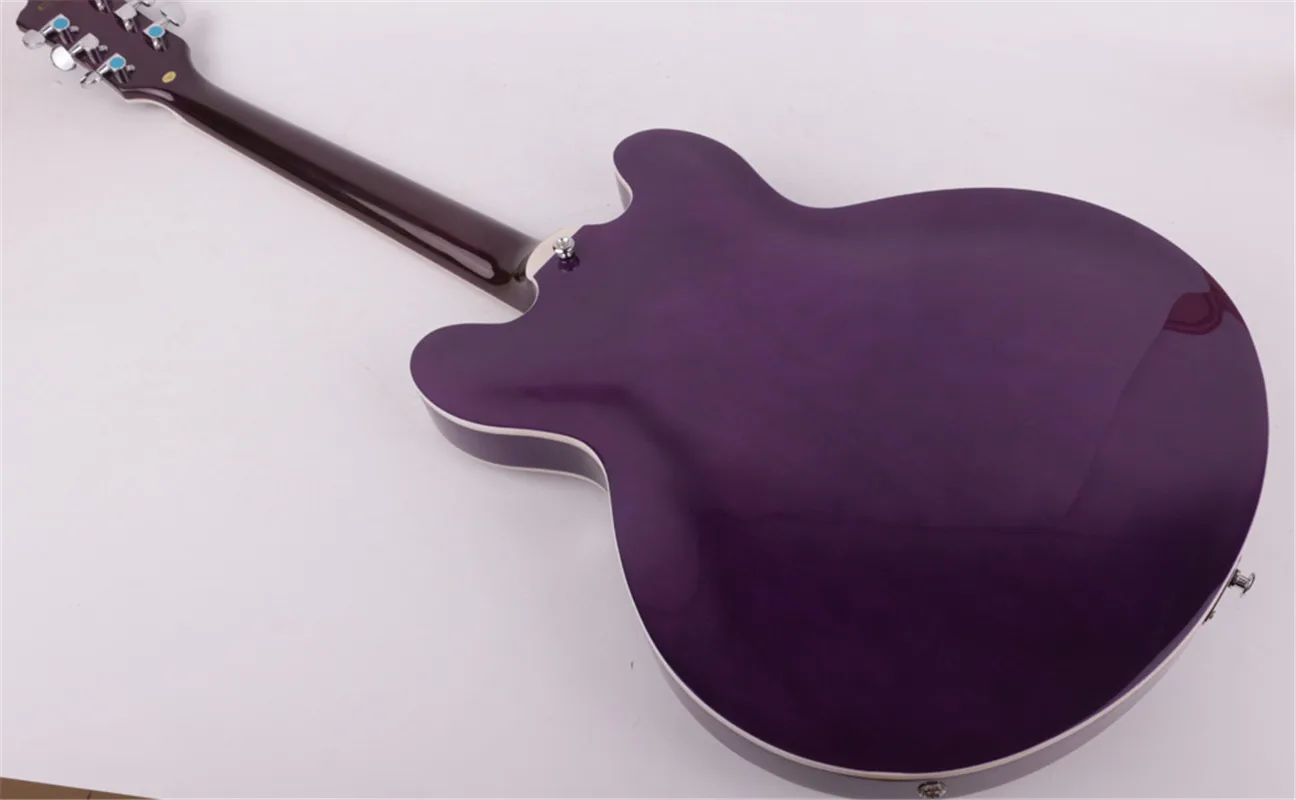 Good quality hollow body f hole purple double cutaway electric jazz guitar electricas guitare guiter guitarra gitar guitars