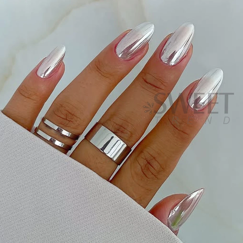 1Box Silbrig Chrom Nagel Pulver Goldene Spiegel Nail art Glitter Pulver UV Gel Polnisch Chrom Reiben Staub Pigment maniküre Dekor – Detail 3