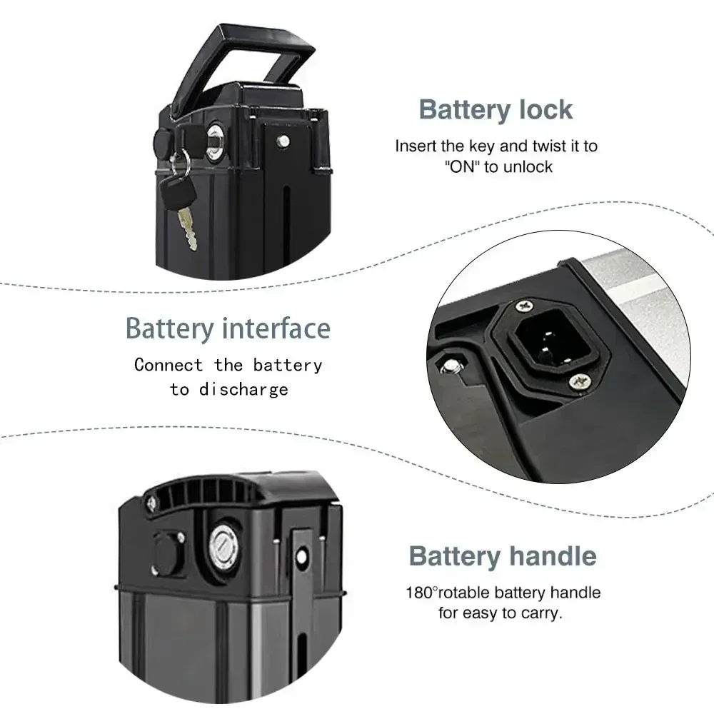 Silver Fish 36V 15Ah 20Ah 30Ah 40Ah Removable Lithium Battery Pack Built-in BMS for 250W-1800W Folding Electric Bicycle Battery