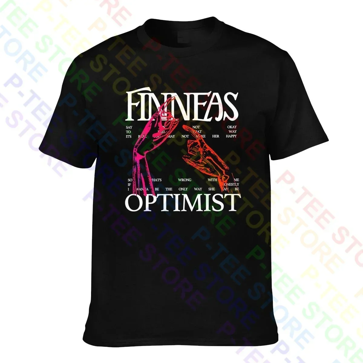 T-shirt Finneas Optimist, tee-shirt tendance pop avec empiècements, offres exceptionnelles
