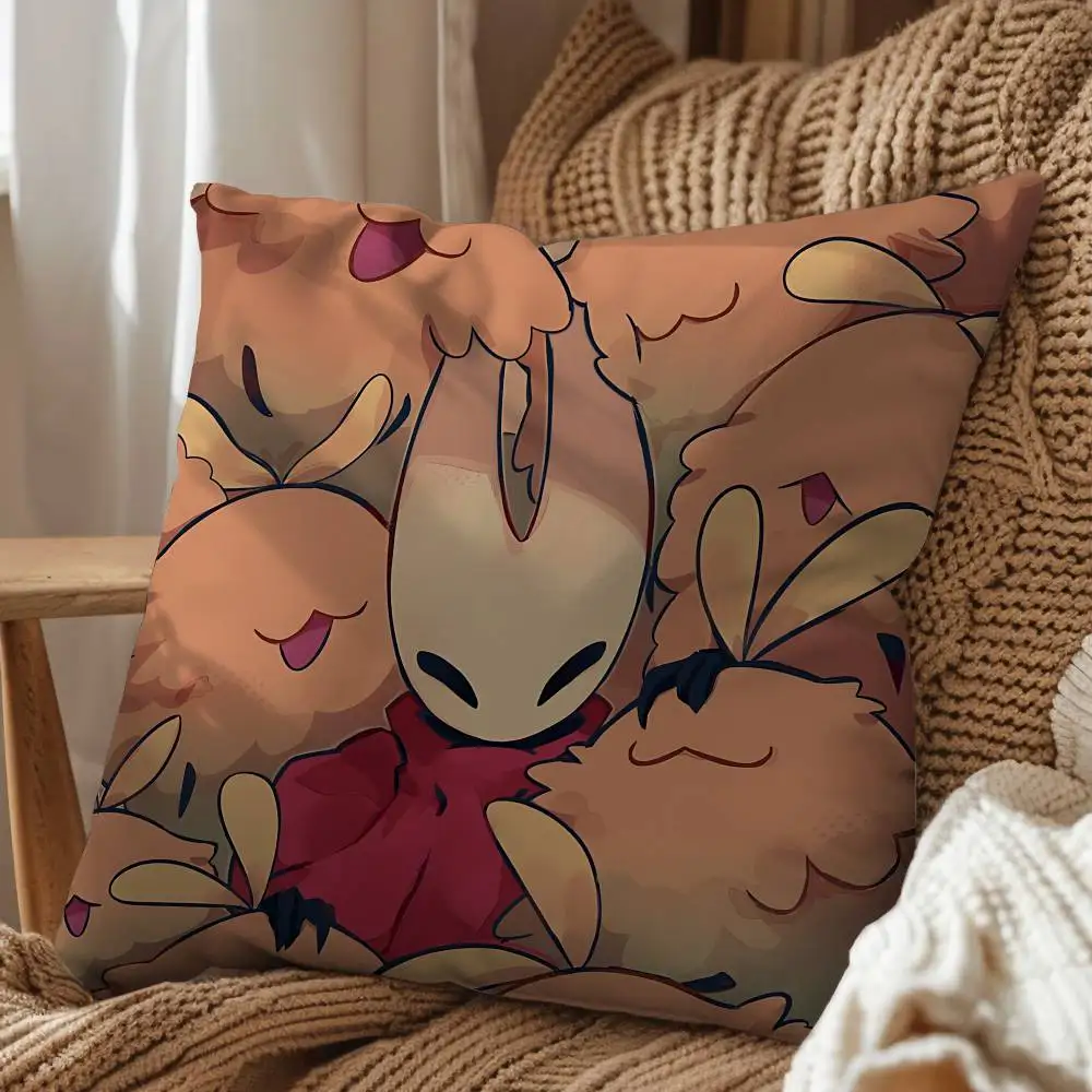 Sherma Hollow Knight Silksong Hornet Pillow Case Anti-dustmite Pillowcase Invisible zipper silky short plush Sofa cushion cover
