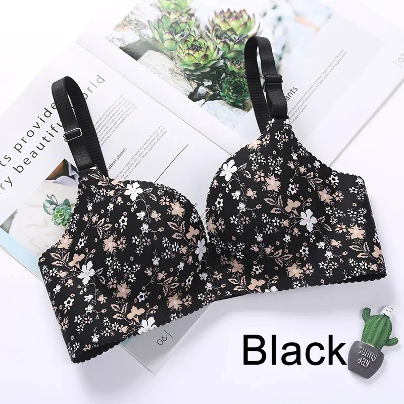 Damen-BH mit Blumenmuster, nahtlos, einteilige Unterwäsche, sexy Push-up-Dessous für den täglichen Gebrauch – Detail 6