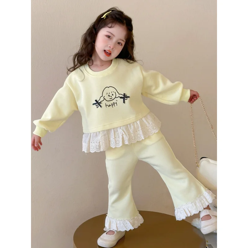 

Girls' Lace Trim Set for Autumn2025New Stylish Fashionable Baby Girl Spring and Autumn Braided Two-Piece Set