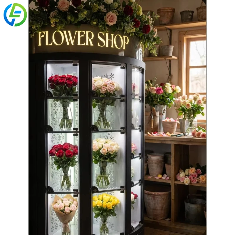 Customized Smart Vending Machine For Fresh Flower Intelligent Unmanned Selling Equipment With Cooling System For Flower Shop