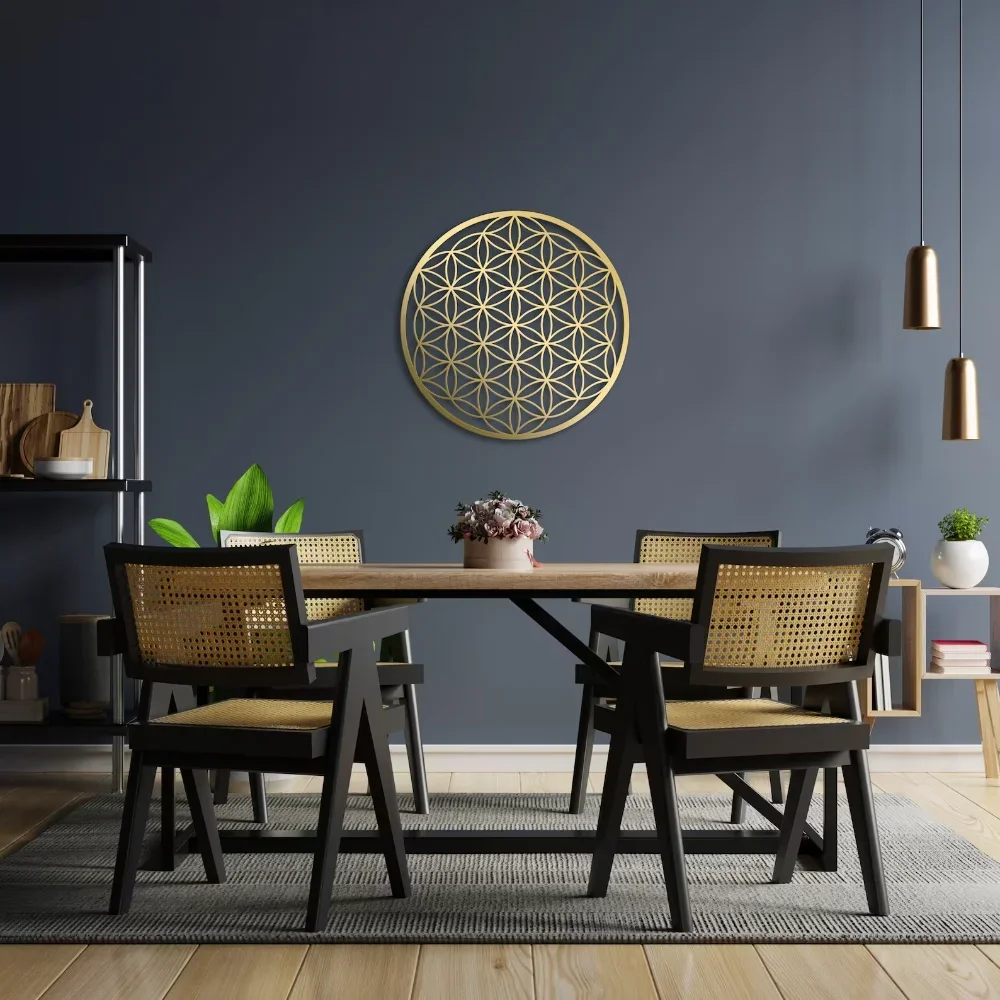 Metalowa grafika ścienna Flower of Life - oszałamiający dekor w kształcie lotosu do sypialni i salonu, idealna dekoracja nad kanapą — zdjęcie 6