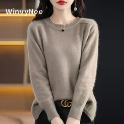 WinvyNee Women Clothing Mink Cashmere O Neck Sweater Long Sleeve Tops Casual Pullover Outerwears Warm Plus Size Winter A1248013