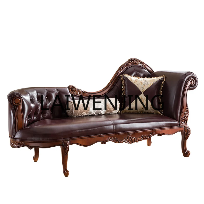 RWJ Solid Wood Leather Chaise Longue