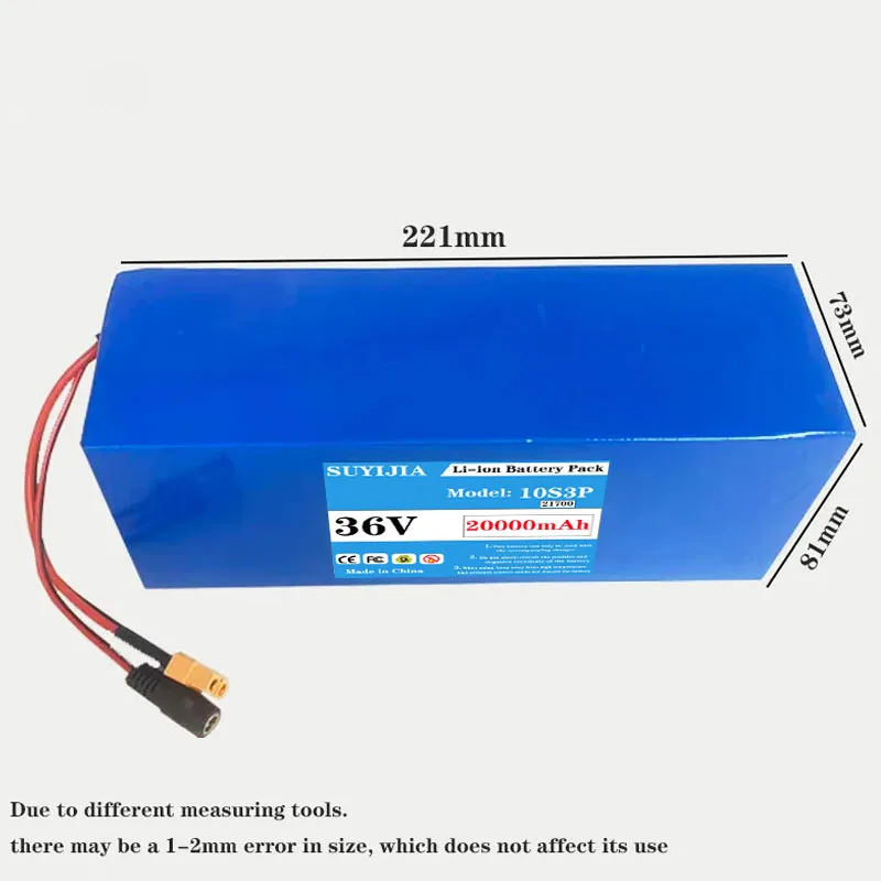 21700 New 21700 10S3P Lithium Ion Battery 36V 20000mAh 1000W Power Tool Battery Outdoor Backup Battery with 30A BMS
