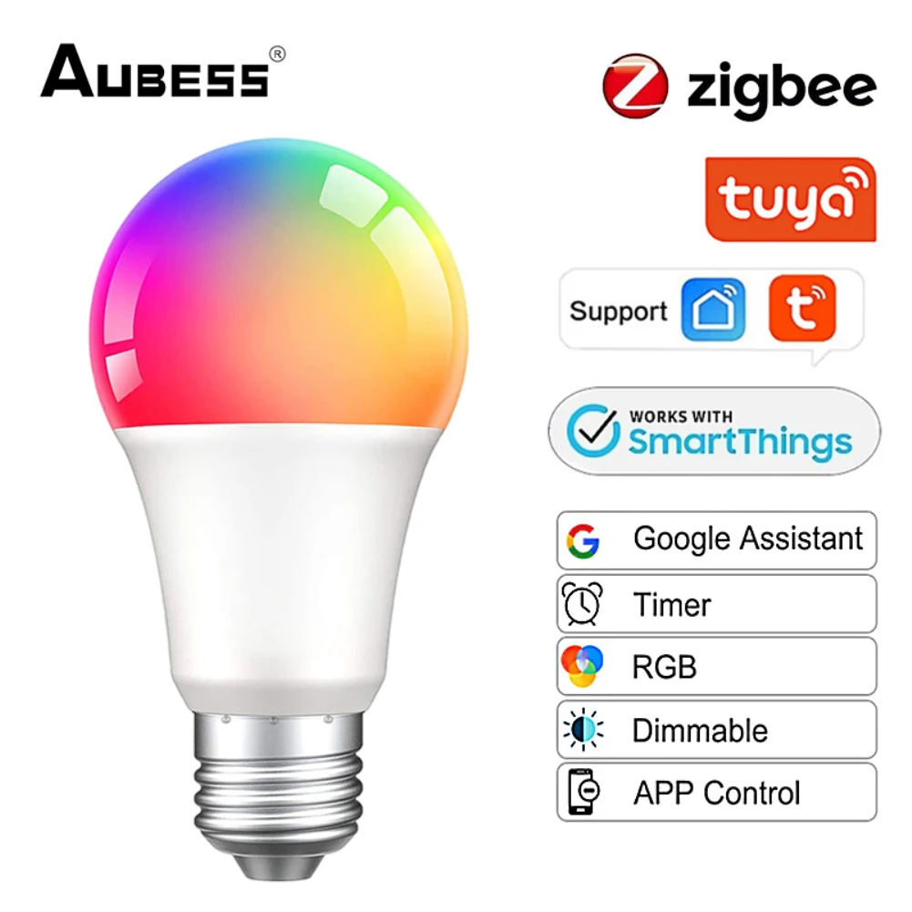 

Zigbee Smart Light Bulb Tuya Bulb RGBCW 9W 12W 15W 18W Color Changing LED Light E27 Smart Life APP Compatible Alexa Google Home