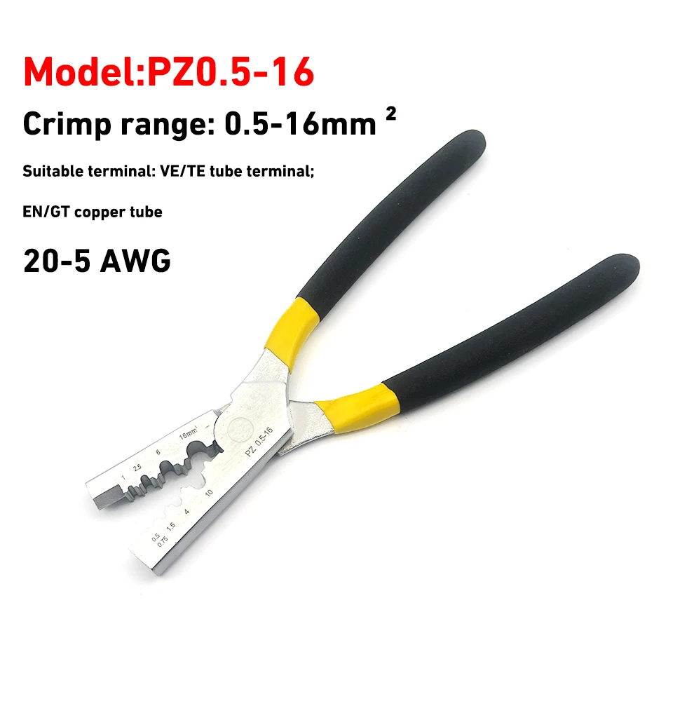 Tube type needle type cold pressed terminal crimping pliers PZ.0.5-16/0.25-2.5/1.5-6/10-35 electrician pliers