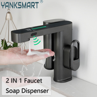 YANKSMART 2 IN 1 Bathroom Faucet with Sensor Soap Dispenser Combination Touchless Torneira Deck Mounted Sink Mixer Water Tap