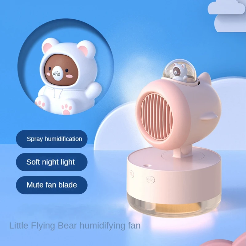 

Portable Spray Cooling Fan USB Mini Fan Desktop Turbine Cold Air Humidification Spray Fan Multifunctional Night Light