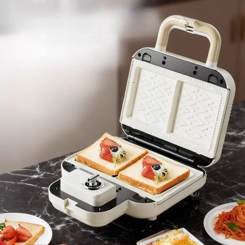 Home Waffle Breakfast Maker - Dual Pans & Timer, Auto Double-Sided Heating for Sandwich & Light Meals