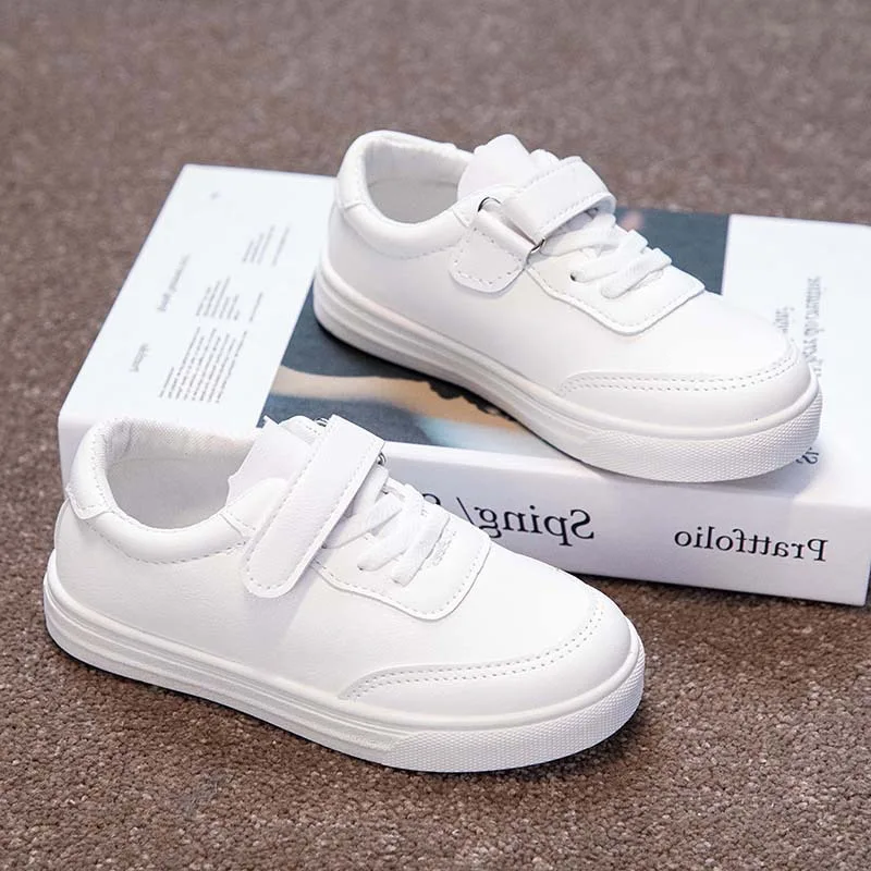 Children's Sneakers Versatile White Sneakers for Kids Girls Fashion Causal Soft Non-slip Boys School Tennis Shoes Solid Color