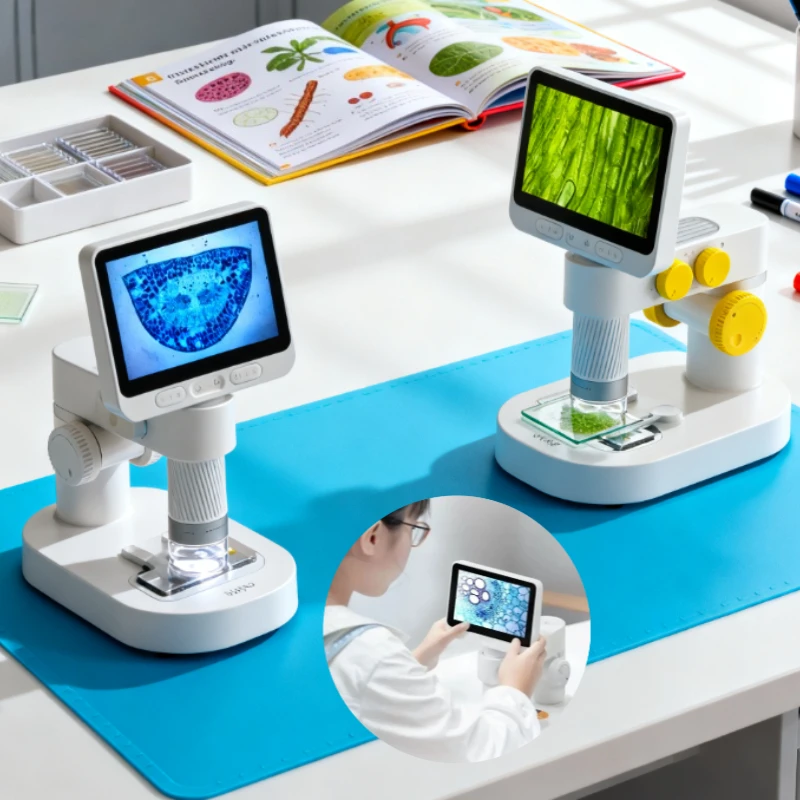 Microscope numérique intelligent avec écran intégré, sans fil, Wifi, pour l'école, le laboratoire, les étudiants, la biologie, les sciences, les expériences de biologie