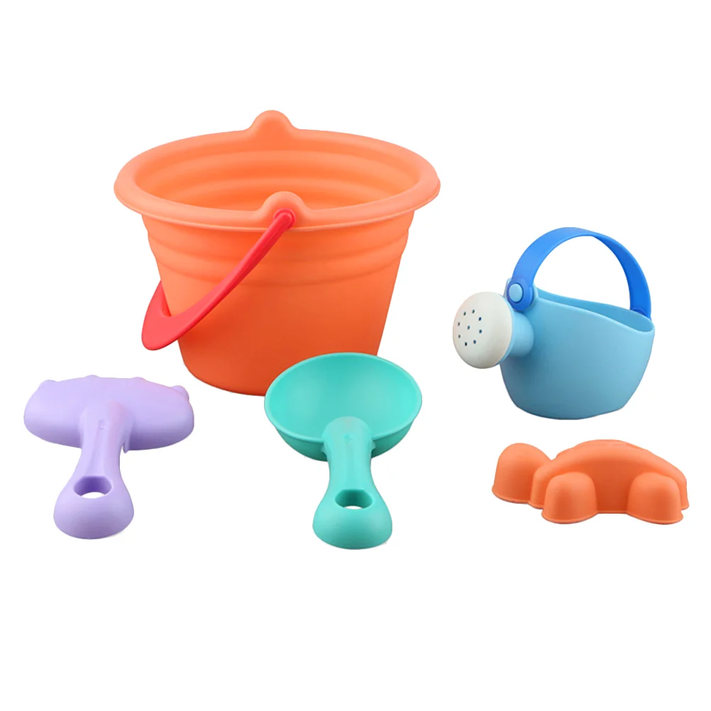 

1 Set 5pcs Kids Beach Toys PVC Seaside Toy Set Portable Sand Dredging Toys Funny Children Playthings (Random Color)