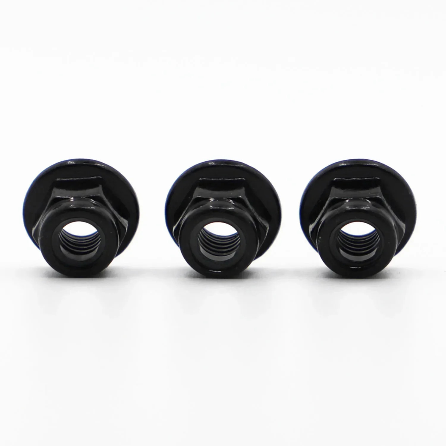 Black Steel Hex Nylon Insert Lock Flange Nut Self-locking Nylock Locknut 10pcs M3 M4 M5 M6 M8