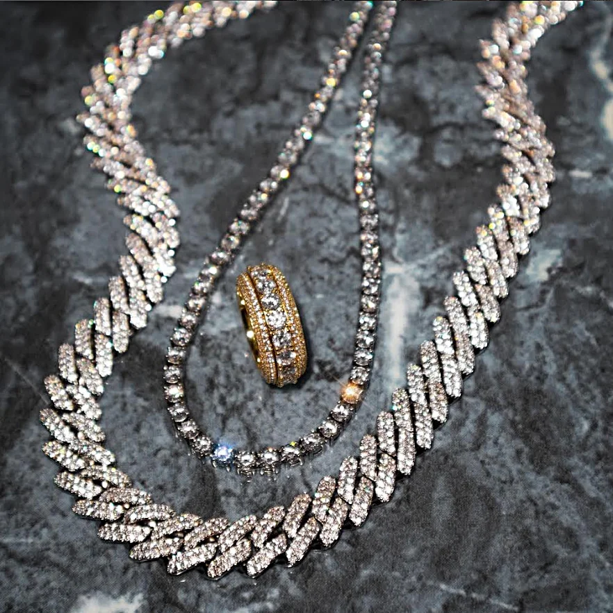 8/10/12/ 14/16mm Customized Vvs Moissanite Cuban Link Chain Necklace Iced Out on Sterling Silver Chains