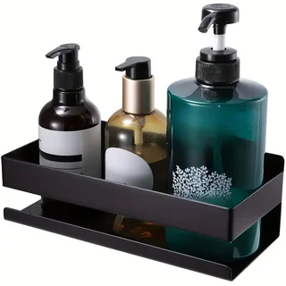 1pc modern wall mounted anti rust storage rack, adhesive sticker, multifunctional organizer for bathrooms, kitchens, bedrooms, a