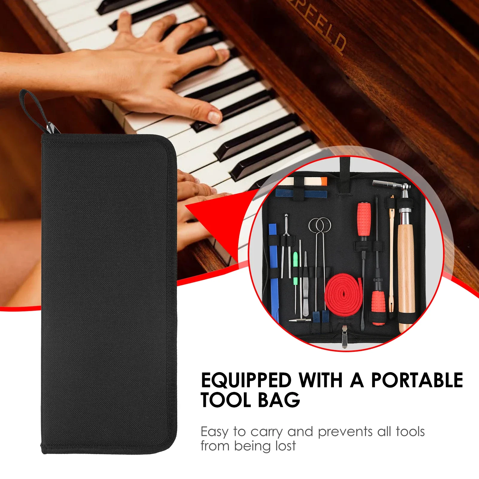 16pcs Piano Tuning Kit Professional Tuning Tools Set With Portable Tool Bag for Apprentice Student Home Practise Performance GIG - Image 4