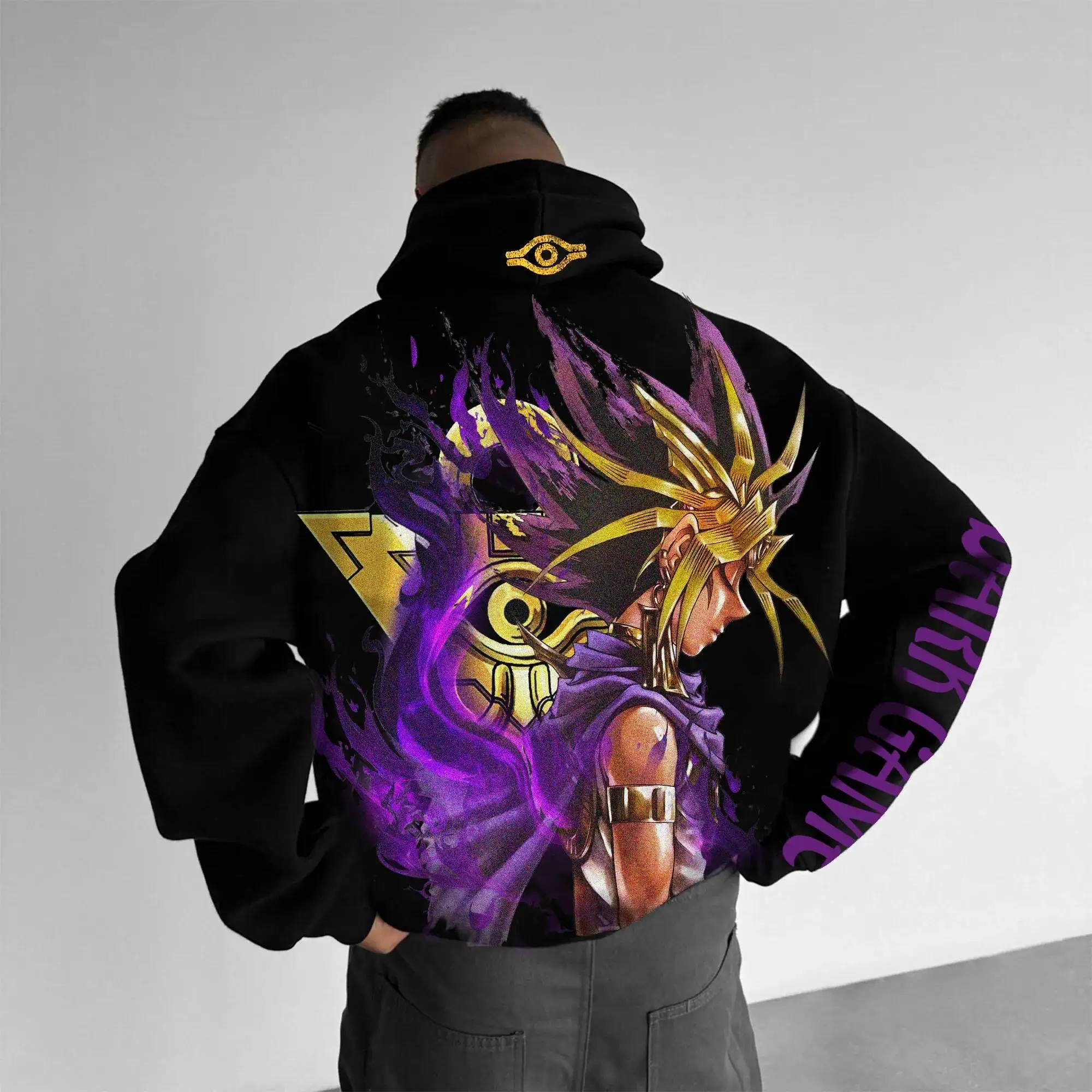 Yugioh Neuer Baumwoll-Hoodie für Männer, Jungen, Kinder, übergroß, langärmelig, Familien-Set, Fleece-Futter, Kängurutasche, Anime-Liebhaber-Design