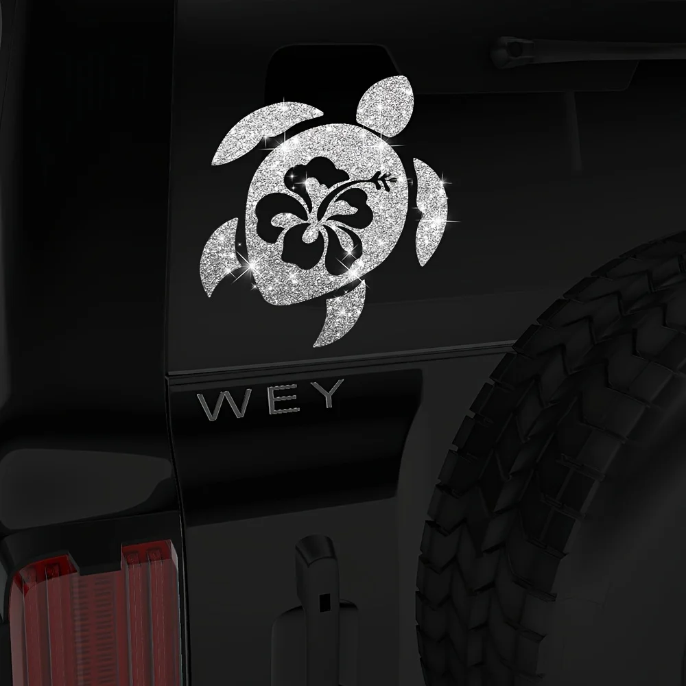 1 szt. Imitacja Diamentu Brokatowa Naklejka na Samochód Żółw Wodoodporna do Okna Samochodowego Tuning Stylizacja Samochodu Śmieszne Błyszczące Naklejki Winylowe na Łódź