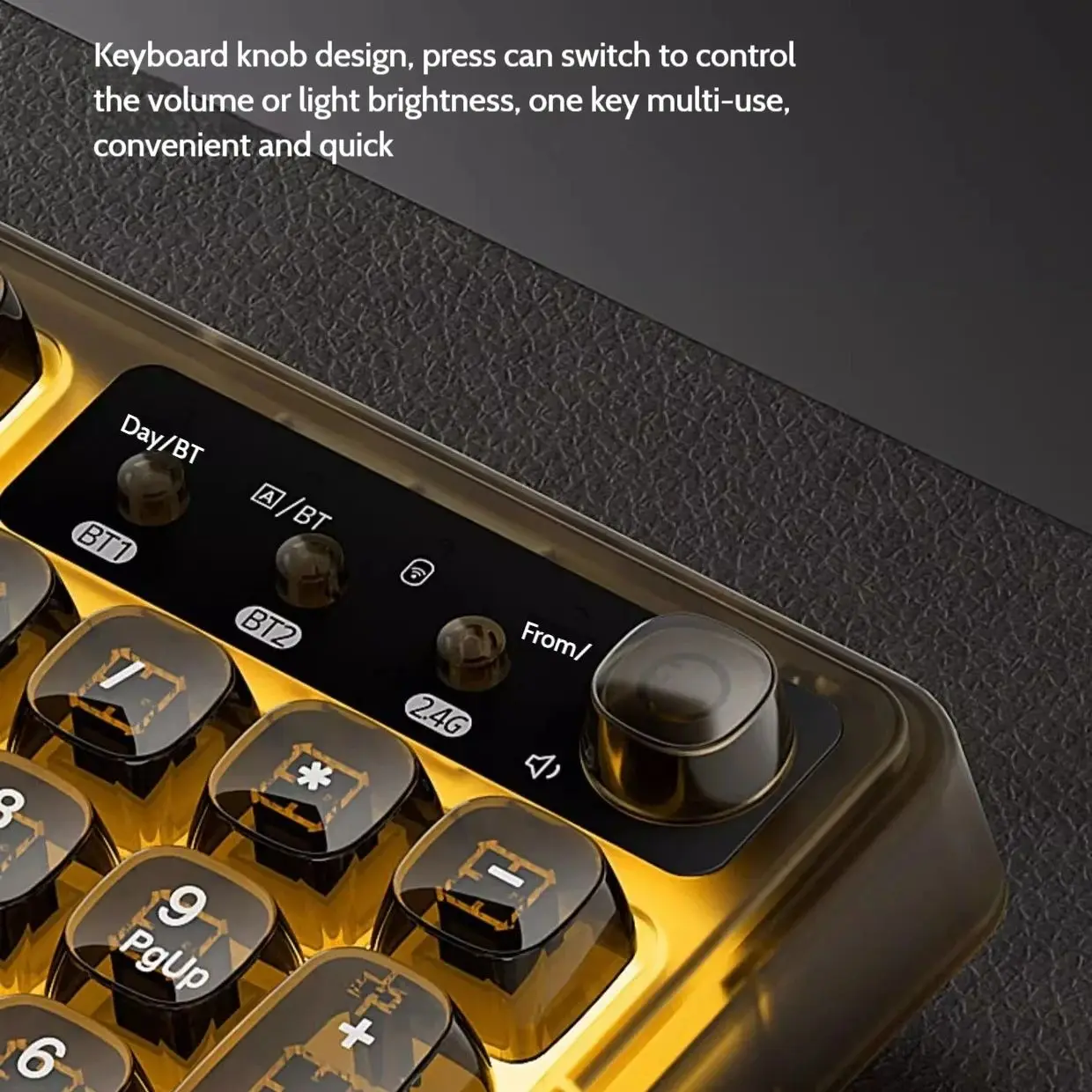 Transparent RGB Full-Color Backlight Bluetooth Wireless Keyboard 3-Mode Connection Long Battery Life Mute Mechanical Keyboard