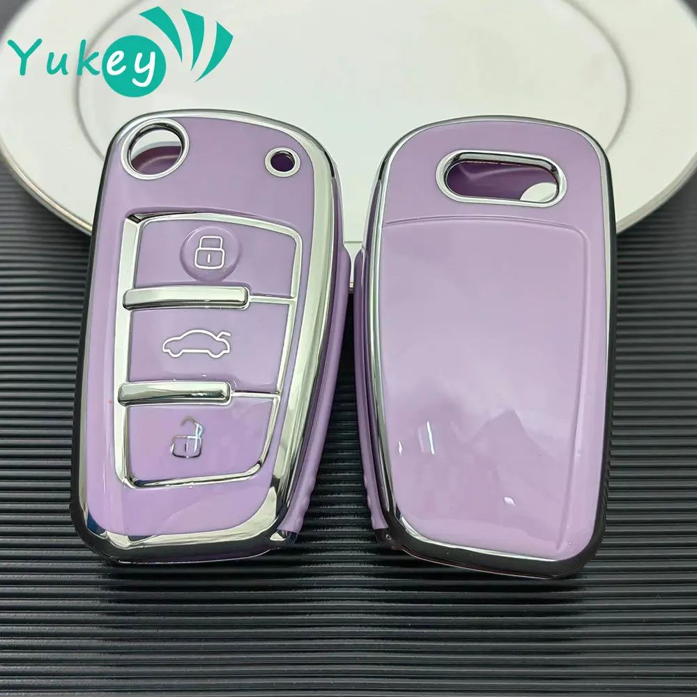 

TPU Car Folding Key Case Cover Bag Shell Holder for Audi A1 A3 A4 A5 A6 C5 C6 Q7 Keychain Key Protector Accessories